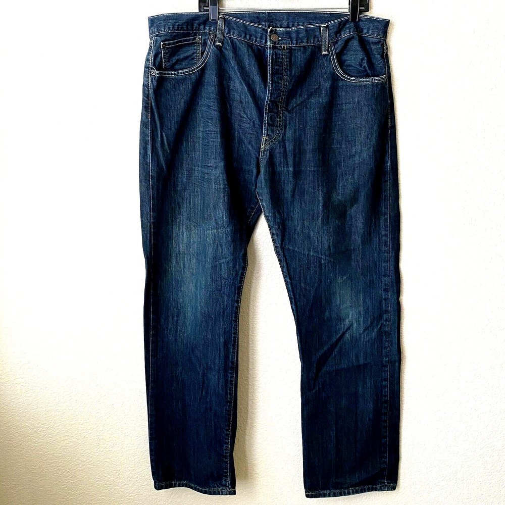 Levi's 501 Mens Button Fly Denim Dark Wash Straight Leg Jeans Size 40 x 32
